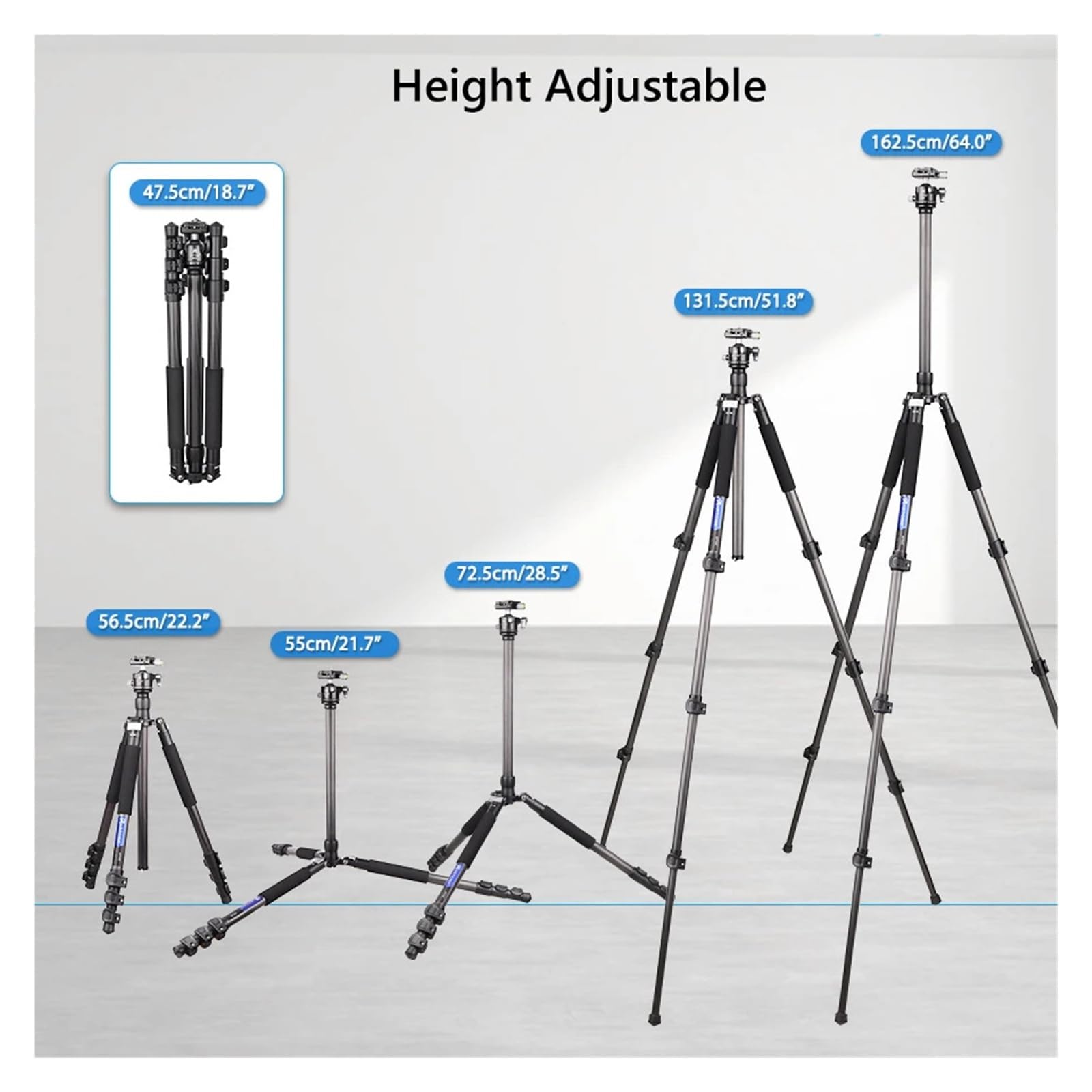 Camera Tripod, Trípode De Fibra De Carbono Monopie Desmontable for DSLR