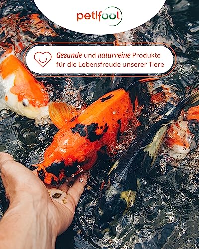 petifool Koi Exquisit 1kg – getrocknete Futtermischung - für Wasserschildkröten und Fische – Mischung aus Seidenraupen, Shrimps und Gammarus - Naturfutter