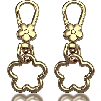 Metal Keychains for Women Men, 2PCS Cute Flower Shape Quick Release Key Chain Bag Charms Car Keychain Holder Clip