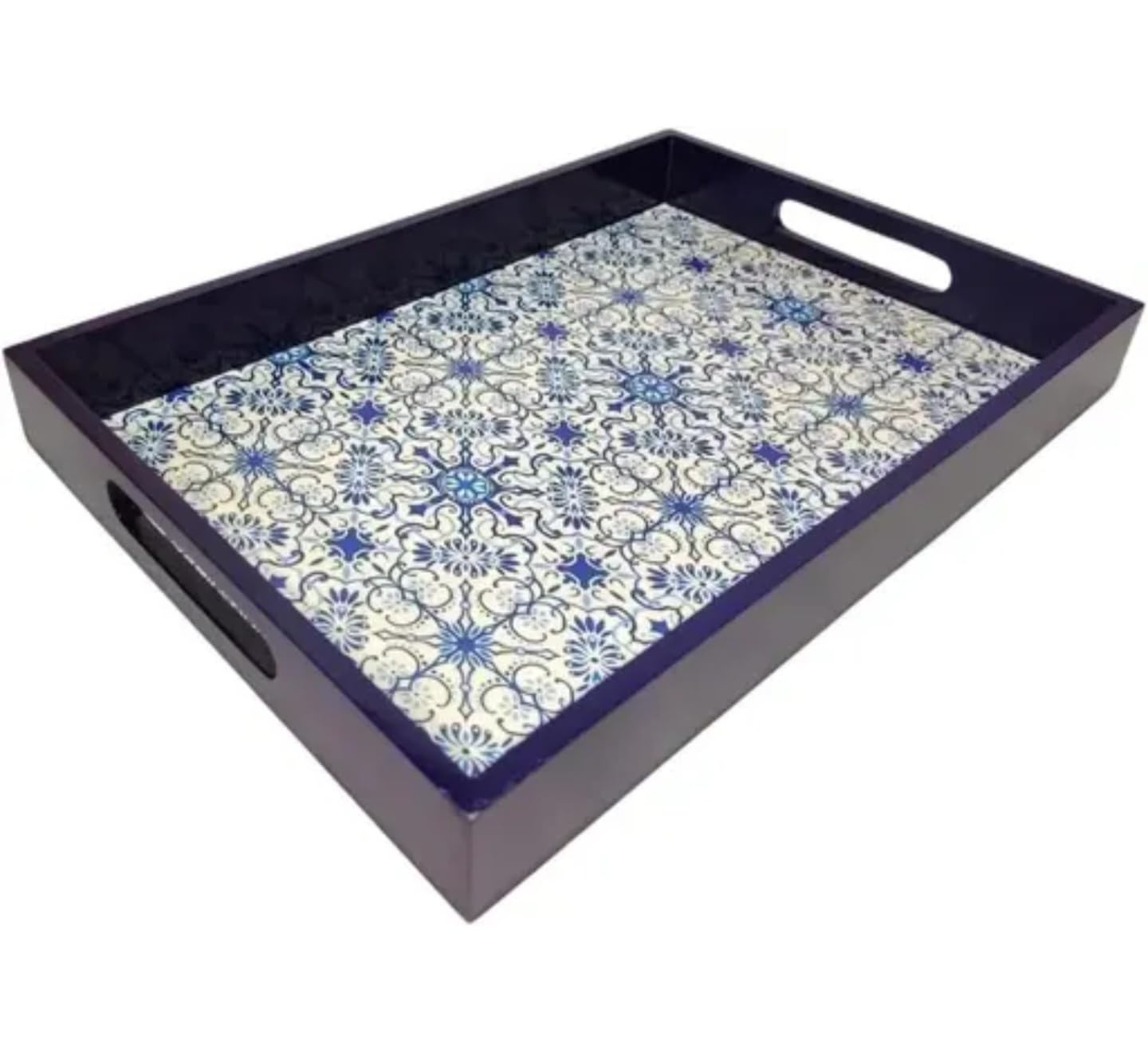 Grand plateau de service bleu marine élégant design raffiné