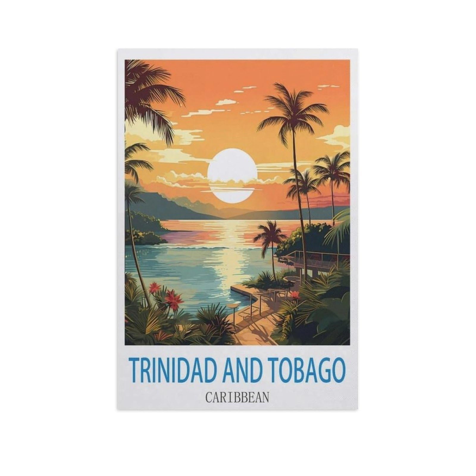 PGCKSK Full Diamond 5D DIY Diamond Painting，Trinidad and Tobago Caribbean，3D Diamond Embroidery Cross Stitch Mosaic Needle Works（30 x 40 cm/11.81 x 15.74 inches）-GE78