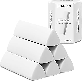 Pencil Erasers, White Erasers for Art, School, Office, Pack of 6