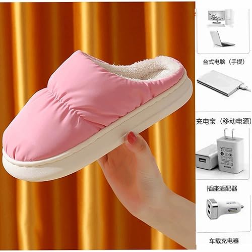 Miniatura 5 de RONGXINUS Pantuflas con calefacción USB, calentador de pies de felpa con calefacción, zapatos de calefacción eléctrica recargables, para invierno,