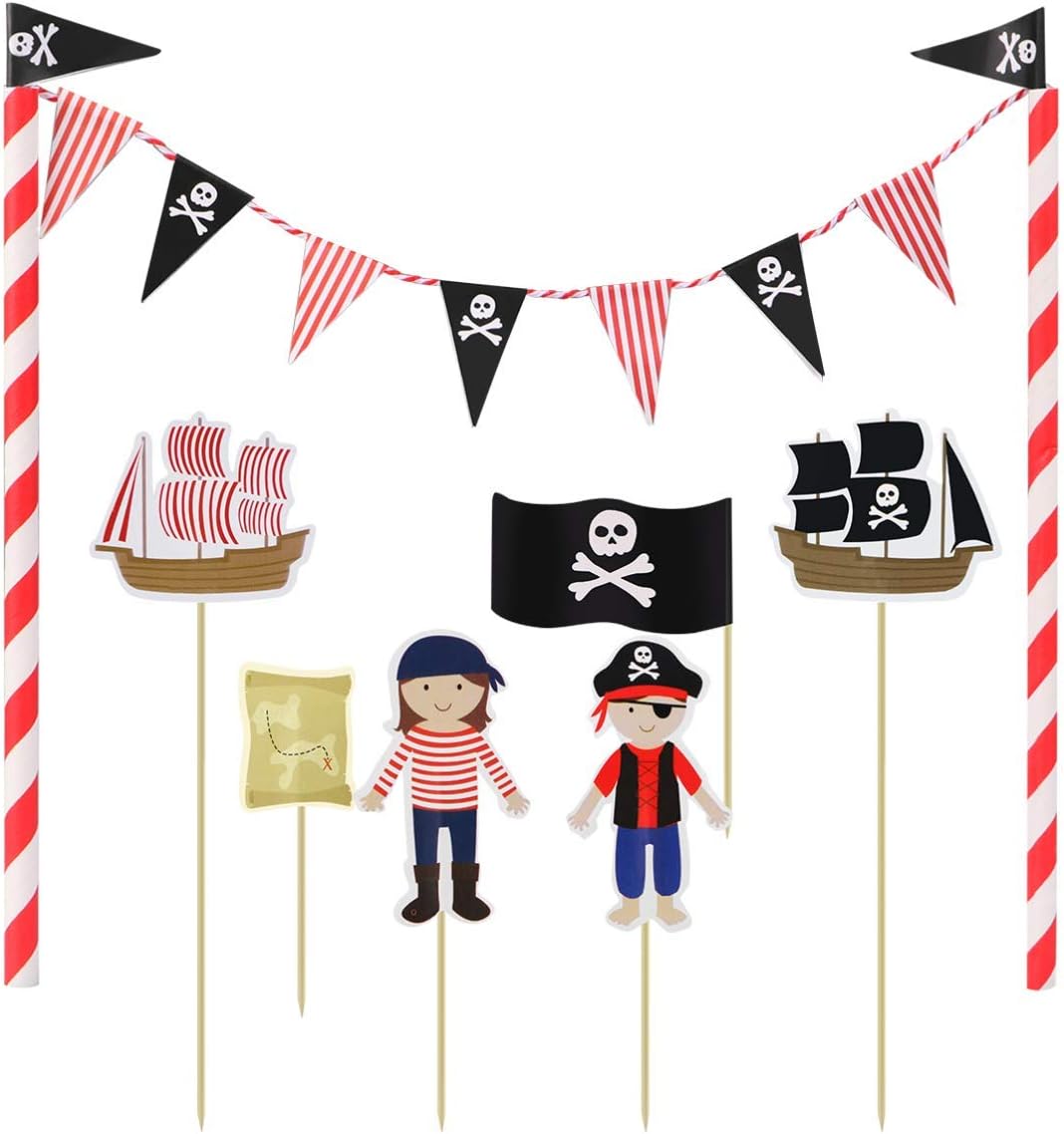 Pop the Party Cake Topper Castle Birthday Cake Topper with Flag