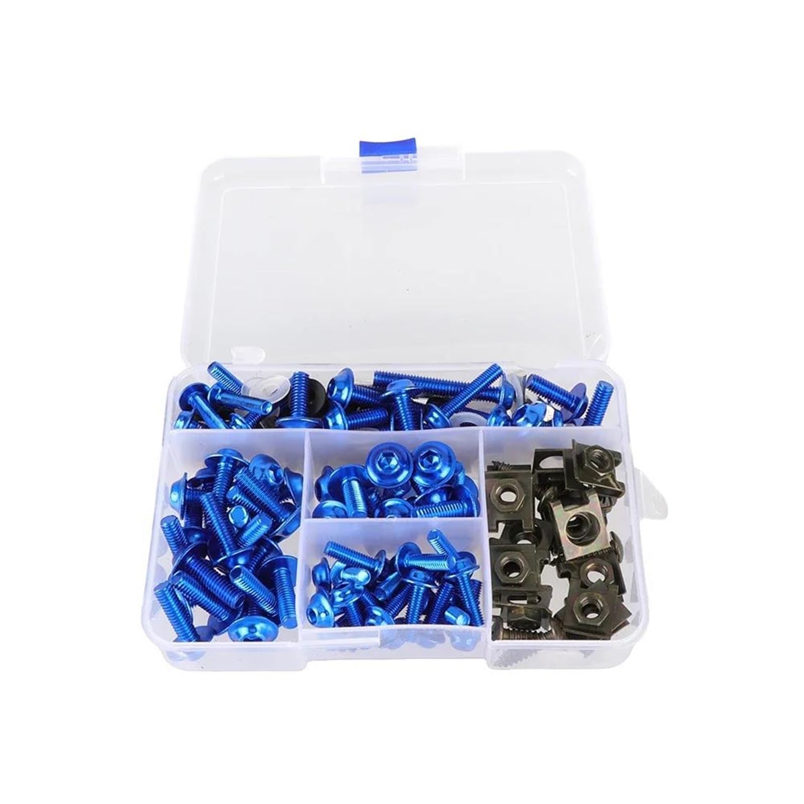Kit de tornillos azul con clips para carenado de moto universal 4
