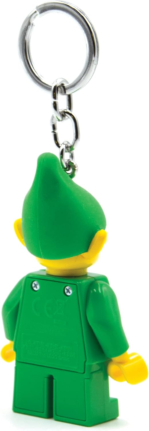 LEGO Minifigures Keychain Light - Holiday Elf (KE181H), Extra-Large Key Light for Backpacks, Keys & Lanyards – Portable Travel Light – CR2025 Batteries Included