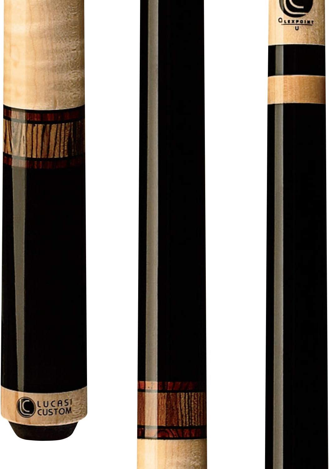Lucasi Custom Mystic Black and Curly Maple Pool Cue with Cocobola and Snakewood Banded Rings : Sports & Outdoors
