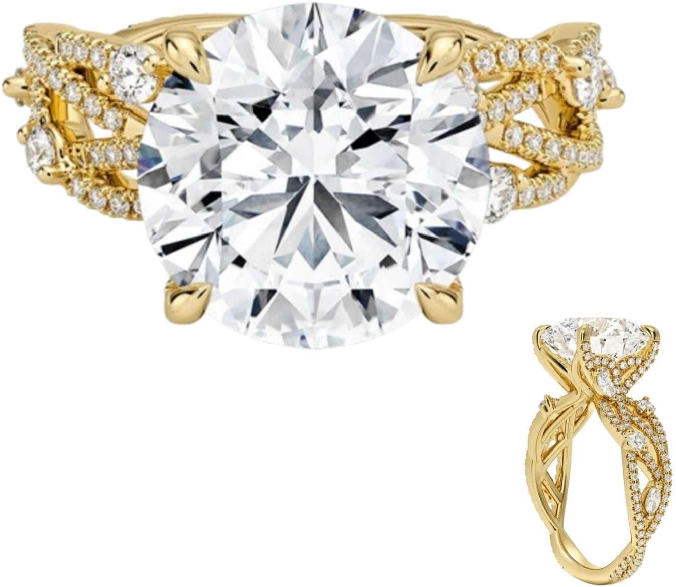 1-5 Carat IGI Certified Lab Grown Diamond 10K 14K 18K Solid Gold Vine Quarters Lab Diamond Engagement Ring Christmas Gift For Women (E-F Color, VS1-VS2 Clarity)