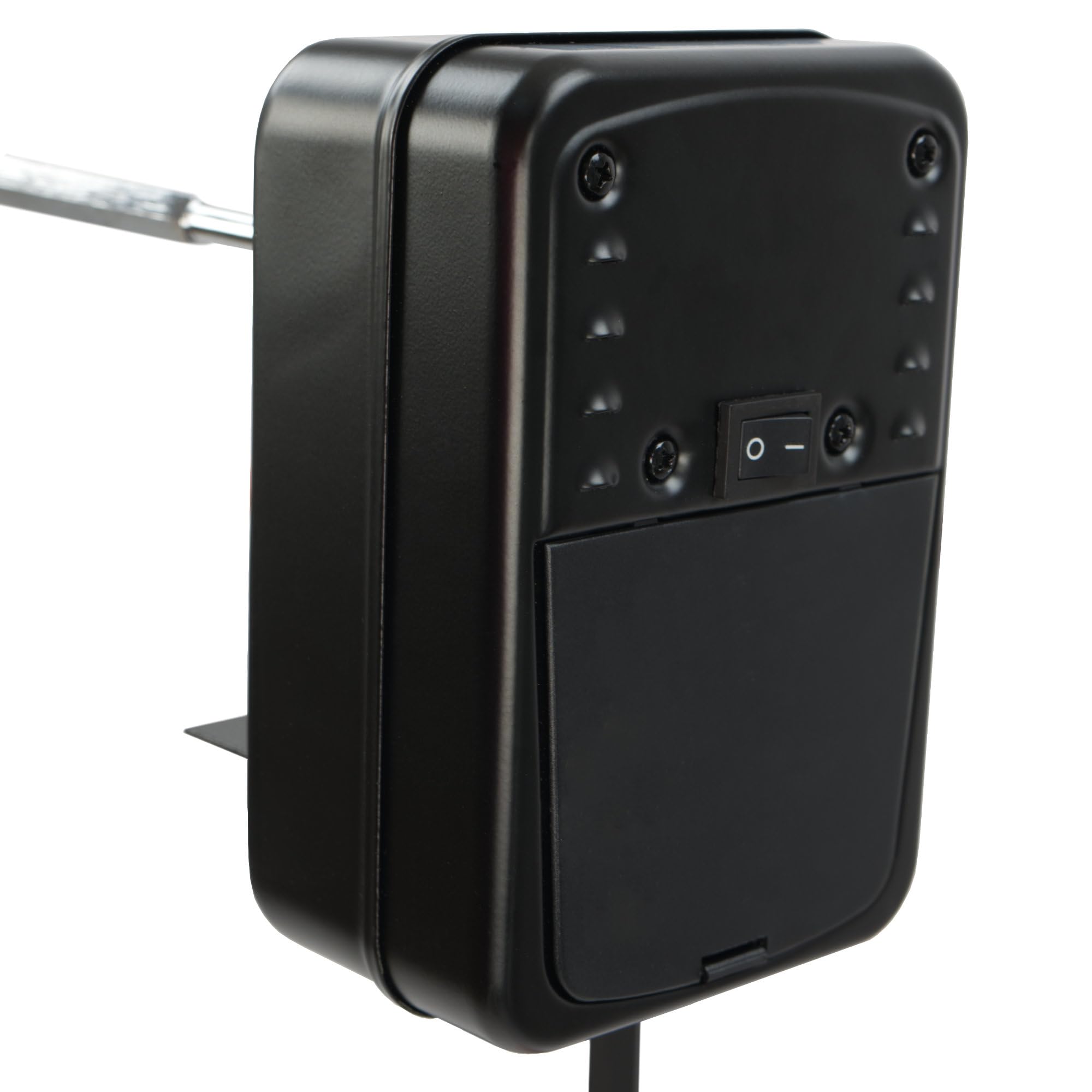 BBQ-TORO Set spiedini per Escursioni, Campeggio, falò e Altro, 90 cm, 2 Aghi per Carne, Motore (con Batteria)