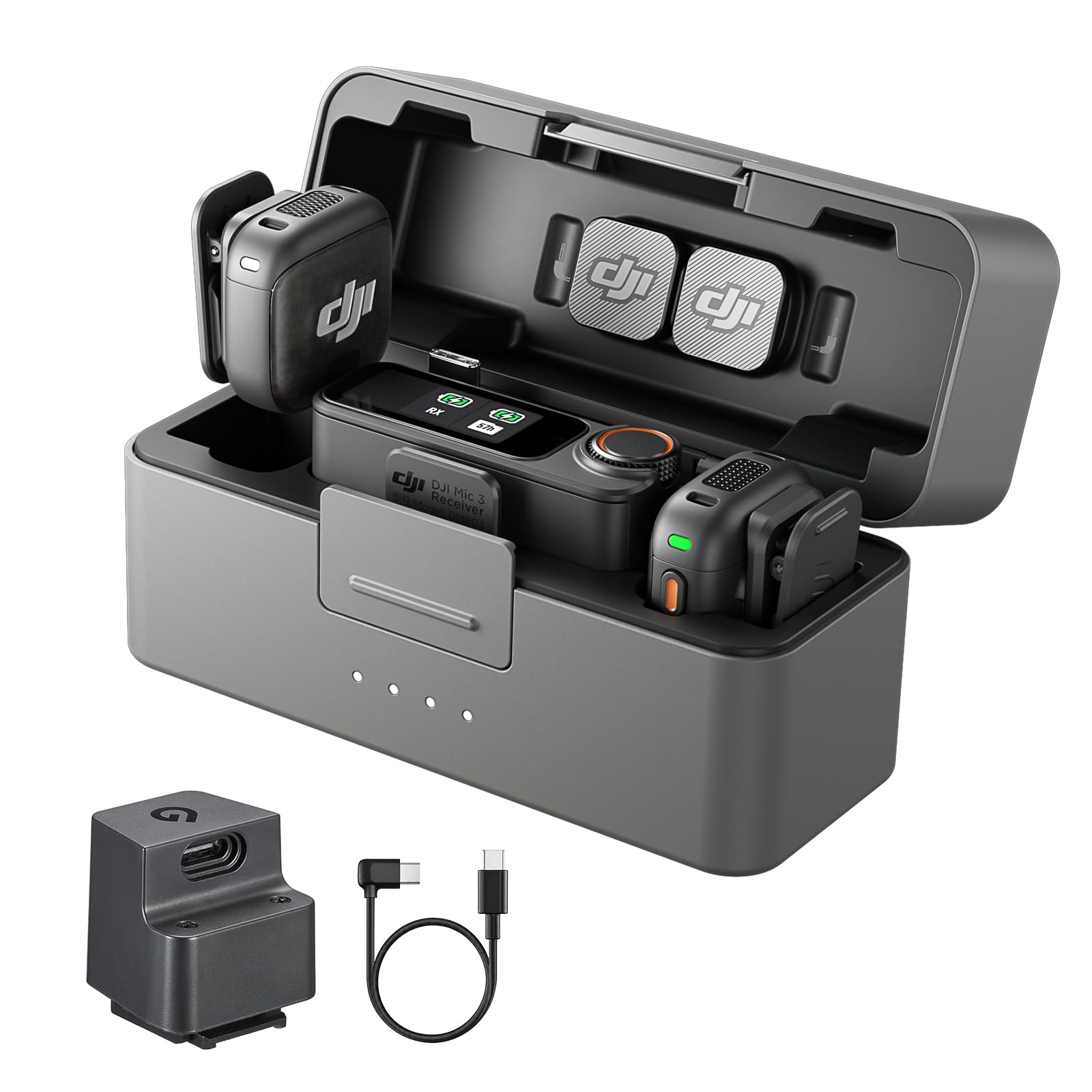 DJI Mic 3 (2TX+1RX+Charging Case), All in one Mic with Hot Shoe for Sony