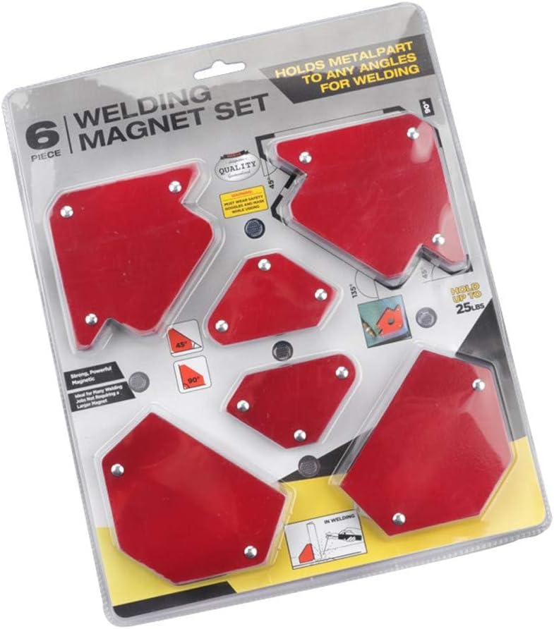 AASONS Multi Angle Triangle Welding Positioner Magnetic Welding Holder Set Fixed Angle Soldering Tools For Fabrication And Welding 6pcs/set (Red)