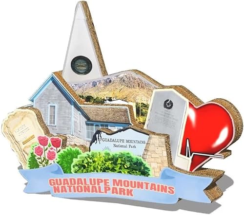 Vista 2 de Imán del Parque Nacional de las Montañas de Guadalupe de Estados Unidos, imán de nevera, hitos de madera, 3D, viajes, coleccionables, recuerdos