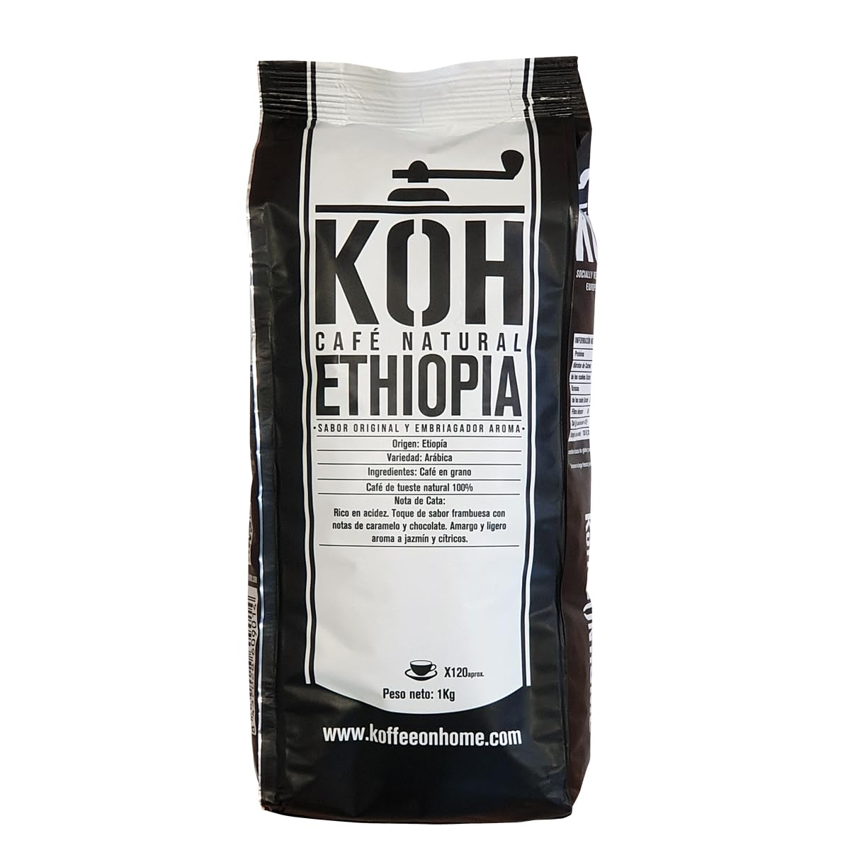 KoffeeONHOME Äthiopischer Arabica Kaffee in Bohnen 2x1kg – 100% Arabica, Natürlich geröstet, Ganze Bohnen – Spezialitätenkaffee aus Äthiopien – 2 kg