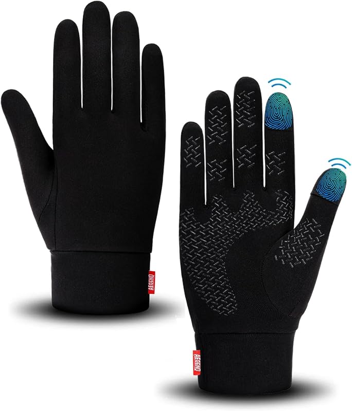 Lightweight Winter Gloves for Men Women, Warm Running Gloves Touchscreen Thermal Glove Liners for Cold Weather Driving, Cycling & Hiking, Non-Slip, Elastic Cuff, Stretchy, Durable