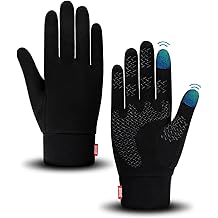 男士女士轻质冬季手套、保暖跑步手套、触摸屏保暖手套衬垫,适用于寒冷天气驾驶、骑自行车和徒步旅行、防滑、松紧袖口、弹力、耐用