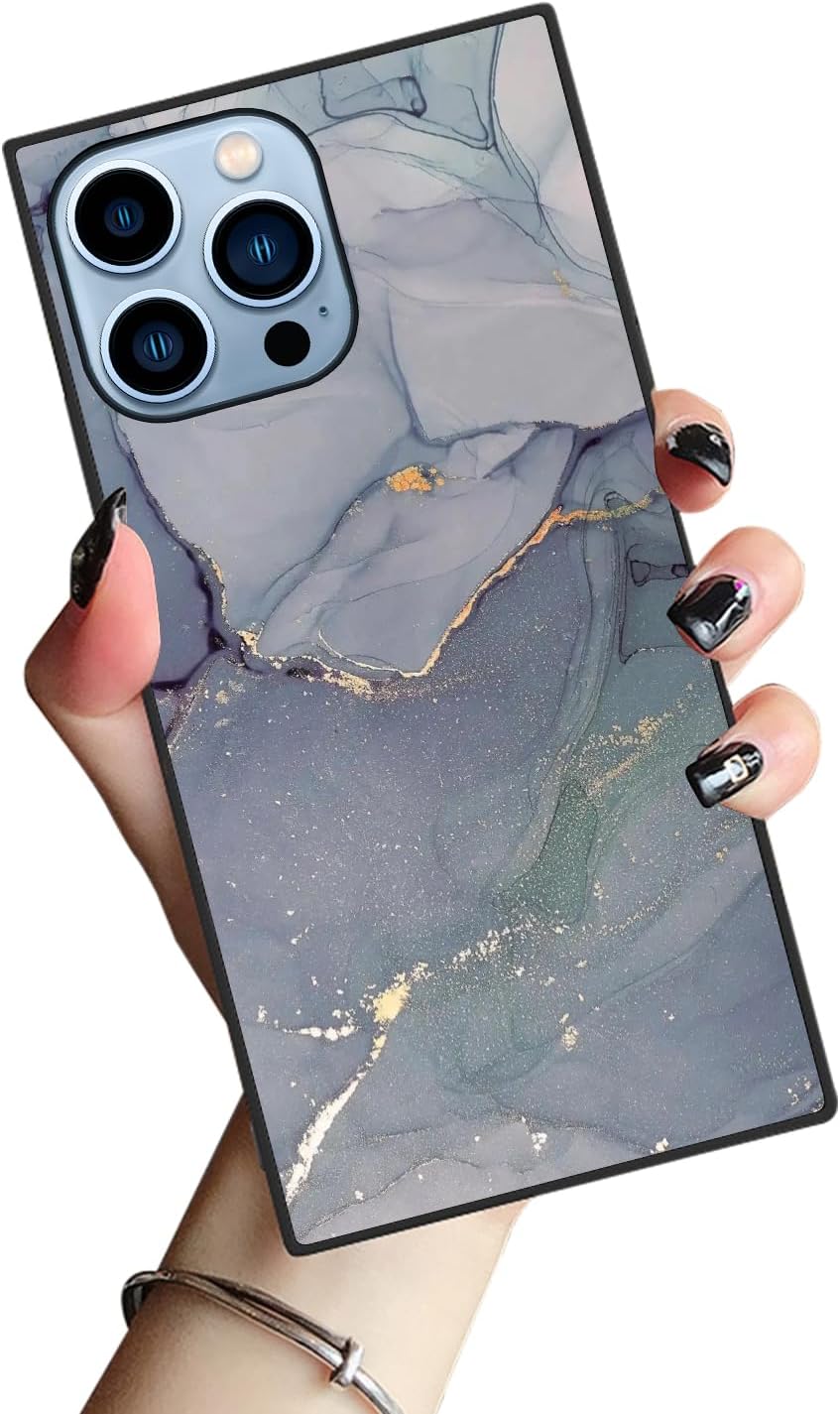 DAHAOGUO Case for iPhone 15 Pro Max Case Square,Grey Marble
