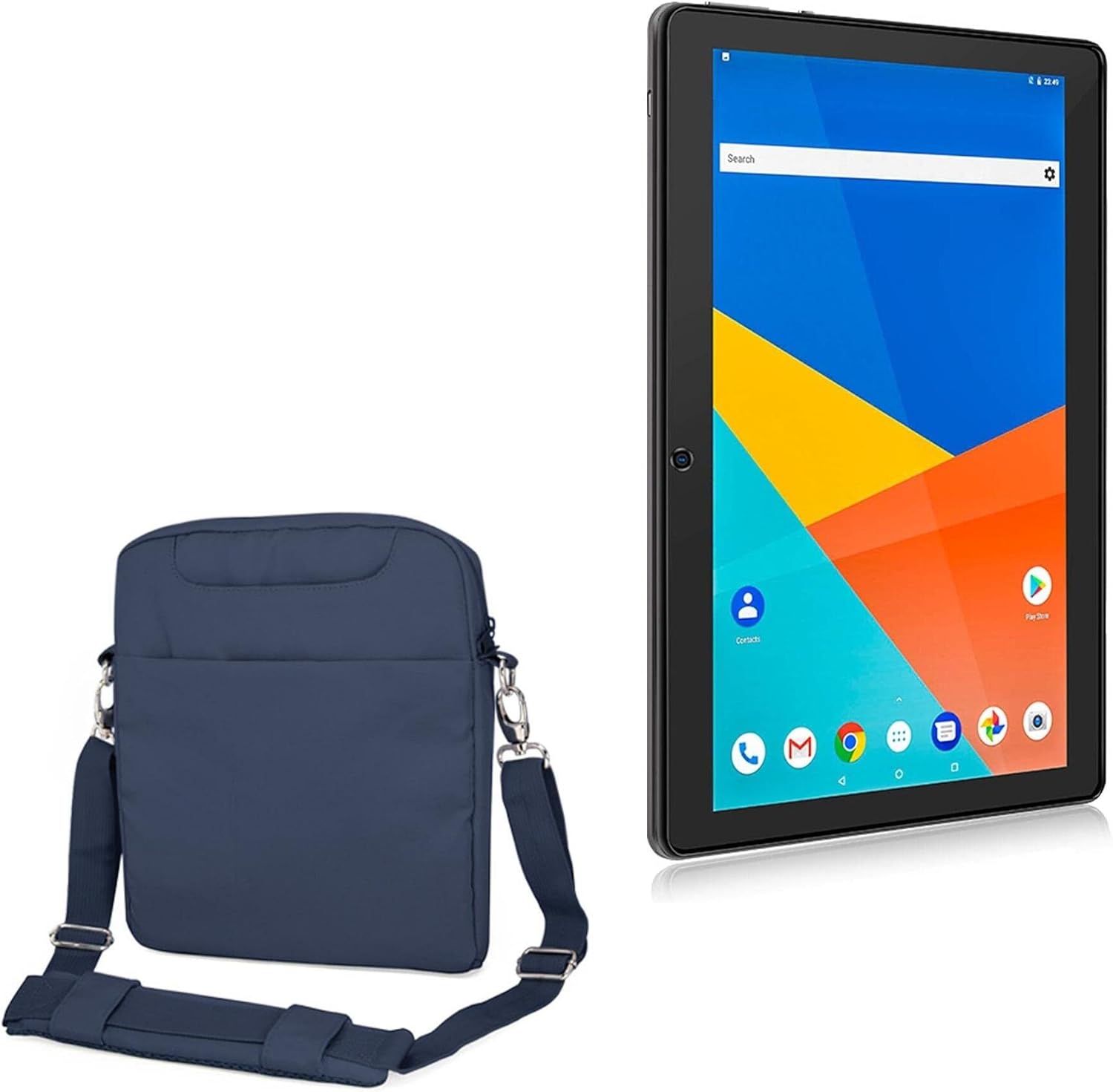 BoxWave Case Compatible with SUMTAB Android Tablet PC K102 (10 in) - Encompass Urban Bag, Over Shoulder Messenger Straps Handle Bag Pockets - Navy