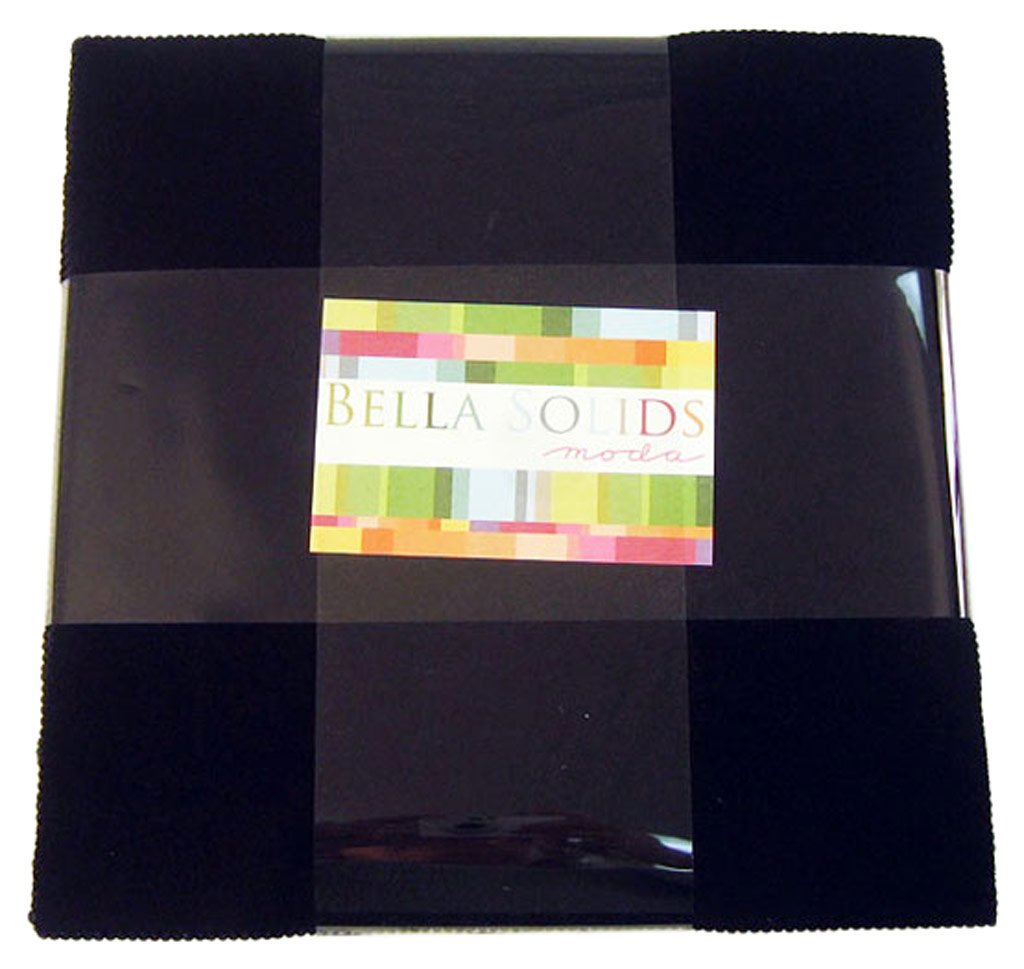 Moda BELLA SOLIDS BLACK Layer Cake 10 Fabric Quilting Squares 9900LC-99 by Moda Fabrics by moda