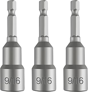 [3 PCS] 9/16 nut driver, 1/4 Ultra magnetic nut driver set for impact drill, Standard British 9/16 impact driver bits, length 2.5 inches (65mm), Different from 14mm nut driver