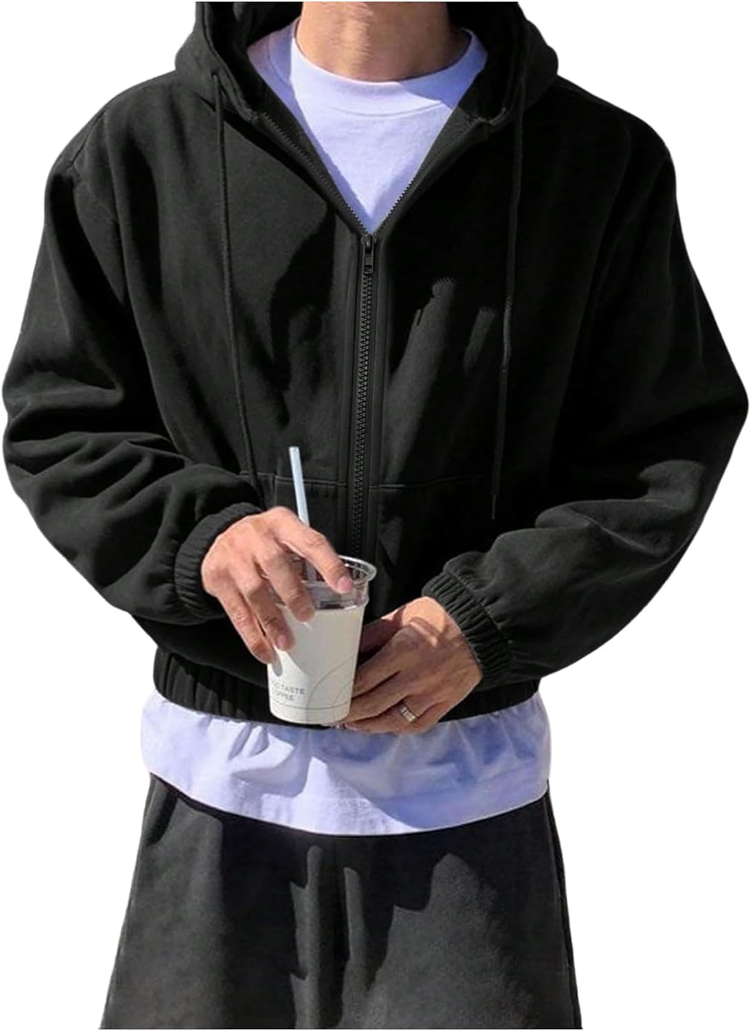 Men's Camo Lightweight Zip Up Cropped Hoodie Graphic Long Sleeve Drawstring Hooded Sweatshirts Outerwear