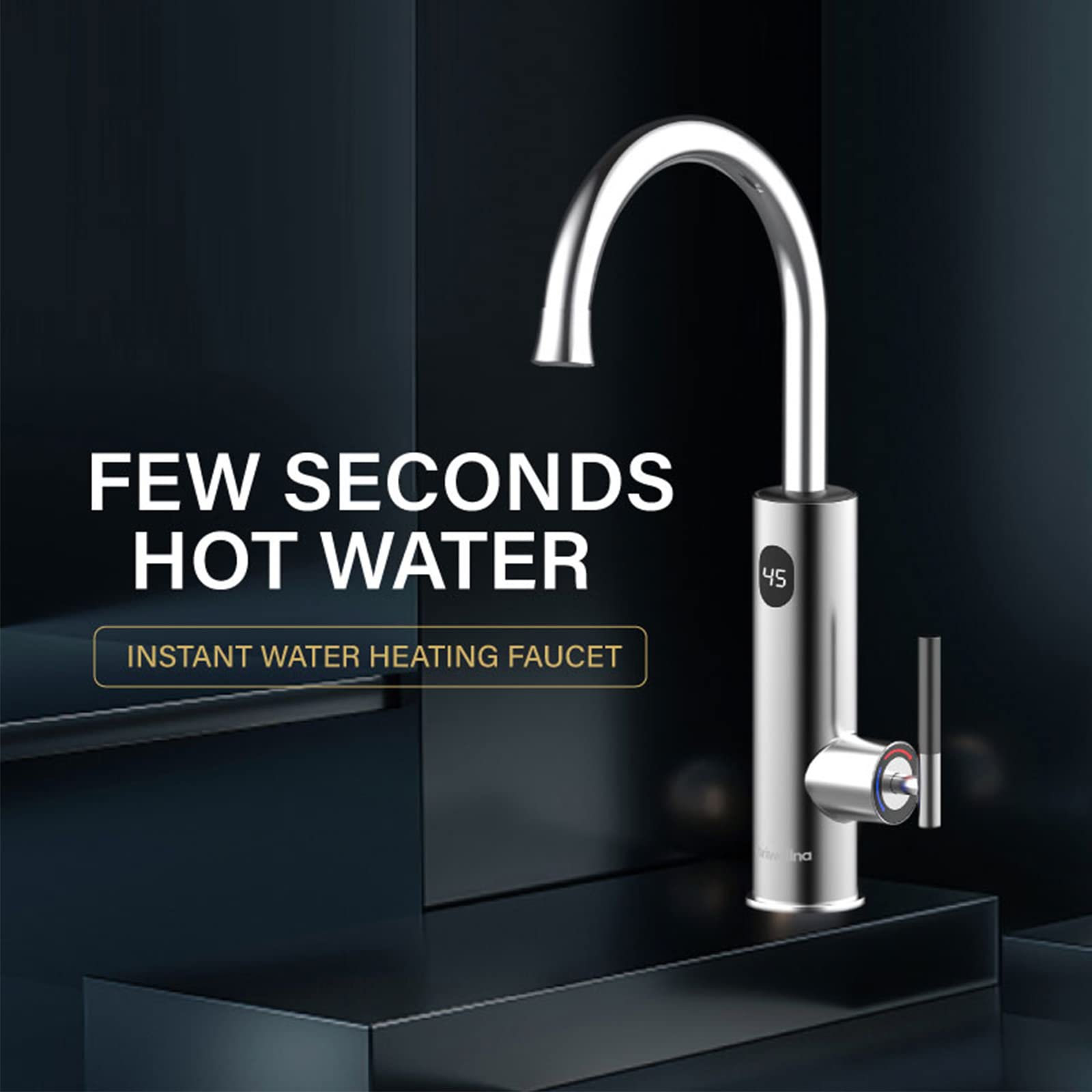 Rubinetto per scaldabagno Elettrico, Rubinetto per Acqua istantanea Senza Serbatoio, Rubinetto per Riscaldamento rapido con Display Digitale a LED, Miscelatore per Riscaldamento a Flusso Geyser