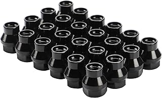 12mmx1.5 Black Lug Nuts, 24Pcs M12x1.5 Black Thread Spline Lock Key Open End Lug Nuts 25mm Tall 19mm Hex,0.27"(7mm) Shank