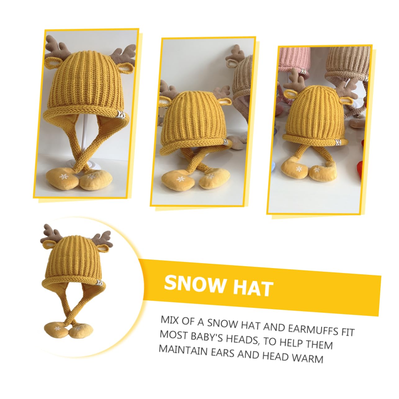 IMIKEYA 3St Strickmütze Weihnachtsmütze für Kinder roter Kopfschmuck Babymützen Kinder wintermütze Kostümhaube Mützen für Babys Baby Bommelmütze Wintermütze Foto Warmer Hut
