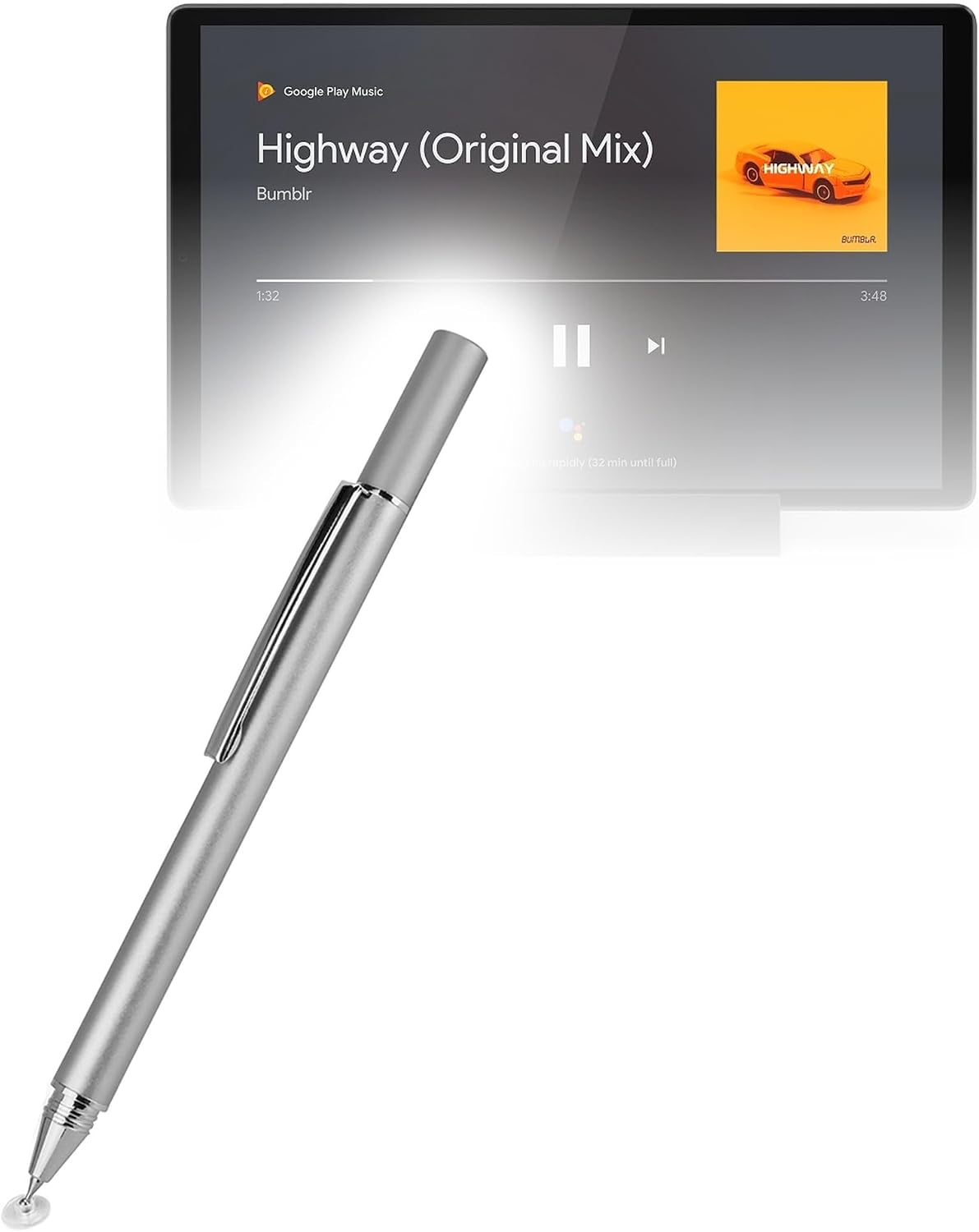 BoxWave Stylus Pen Compatible with Lenovo Tab M10 FHD Plus (2nd Gen) - FineTouch Capacitive Stylus, Super Precise Stylus Pen - Metallic Silver