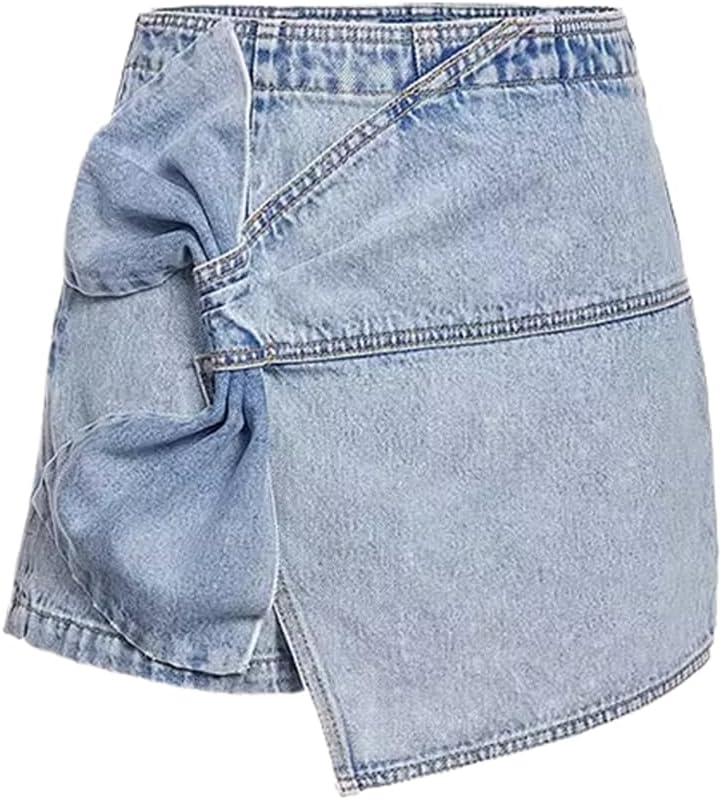 LIXINGHEITANG Designsensory Bow Denim Skirts for Women with Summer Irregular Shorts