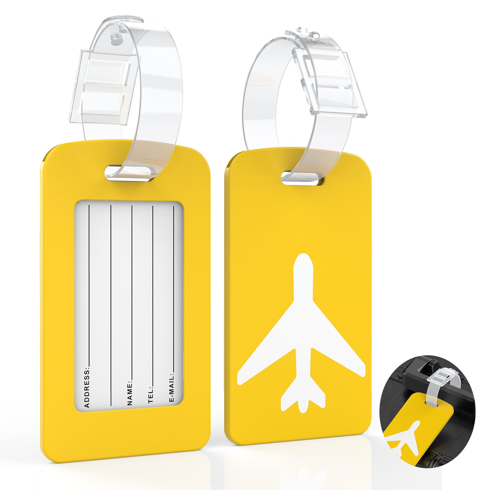 2 Pack Silicone Luggage Tag with Name ID Card Perfect to Quickly Spot Luggage Suitcase, TSA Approved, Luggage Identifiers for Suitcases and Bags,