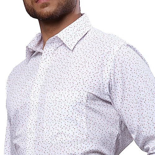Image of Raymond Men's Pure Cotton Print Pattern Slim Fit Semi Cutaway Collar Full Sleeve Formal Shirt