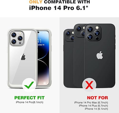 Miniatura 121 de Diaclara - Funda diseñada para iPhone 14 Pro Max, resistente, de cuerpo completo, con protector de pantalla sensible al tacto y antiarañazos + Blanco