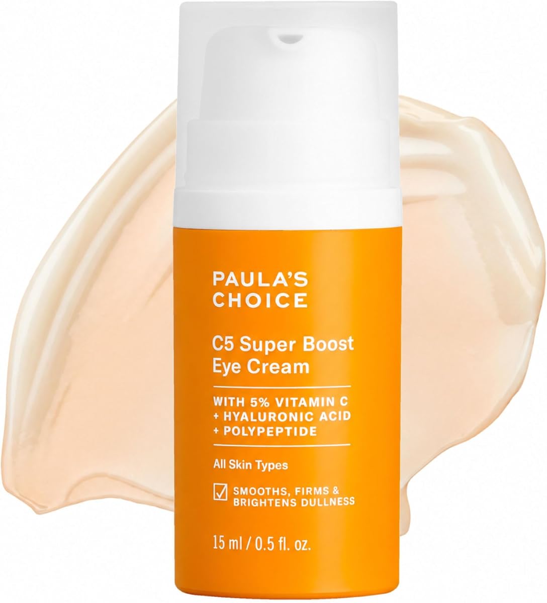 C5 Super Boost Eye Cream with 5% Vitamin C, 0.5 Fl Oz | Eye Repair Cream with Hyaluronic Acid & Peptides for Dark Circles, Puffy Eyes, Fine Lines & Crow's Feet, Fragrance-Free
