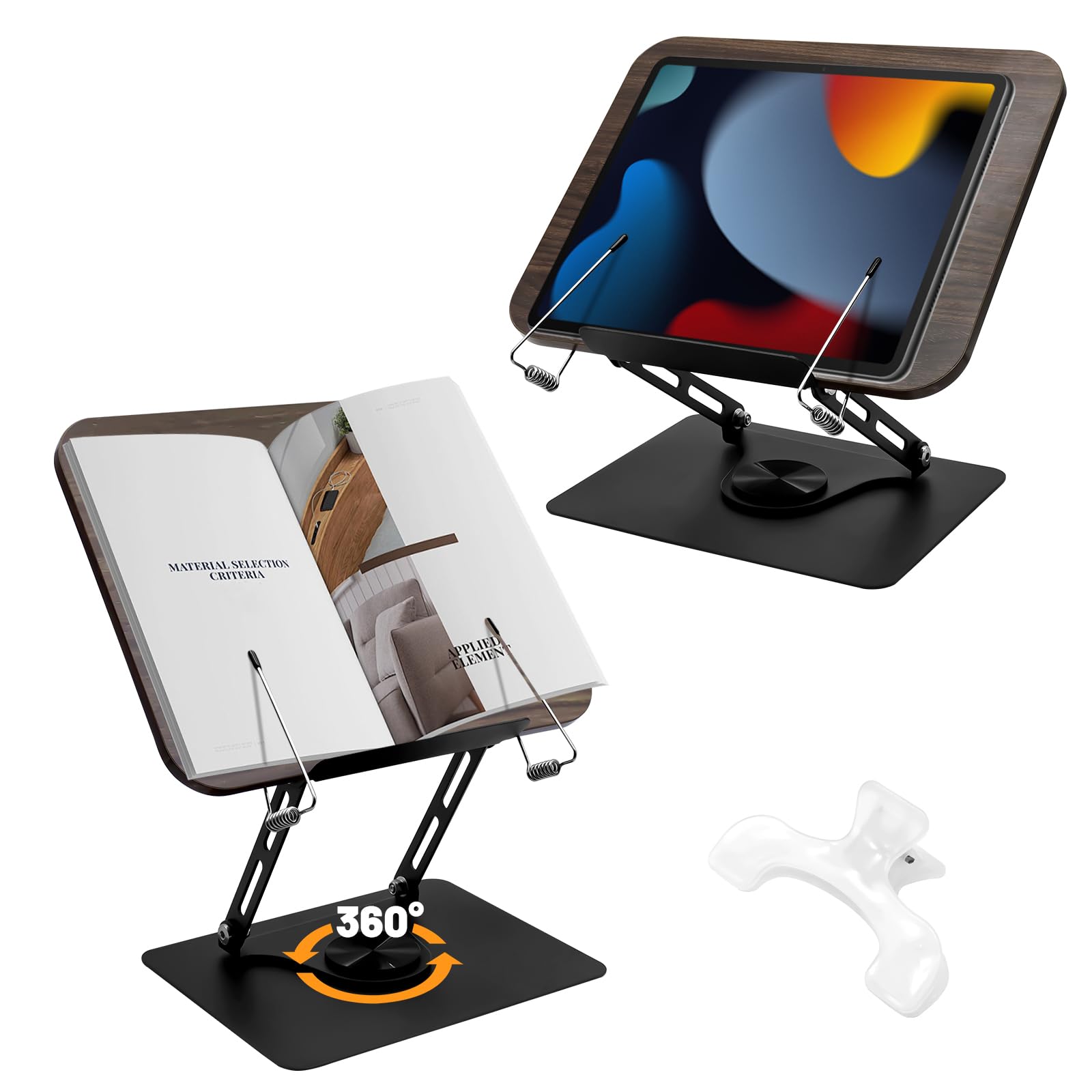 Amazon | ブックスタンド 卓上 書見台 360°回転 読書台 おしゃれ