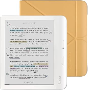 Kobo Libra Colour White eReader with Case Bundle