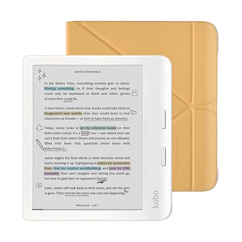 Kobo Libra Colour White eReader with Case Bundle