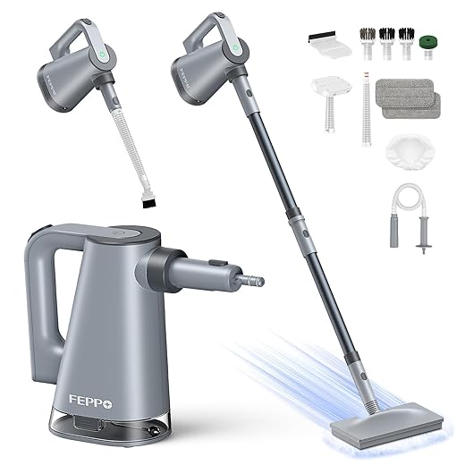 FEPPO Steam Mop & Detachable Handheld Steam Cleaner for Home and Floor Cleaning,15s Heat-Up, 230°F Steamer for Deep Cleaning with Multi-purpose Attachments Hardwood Floors, Tile, Grout,