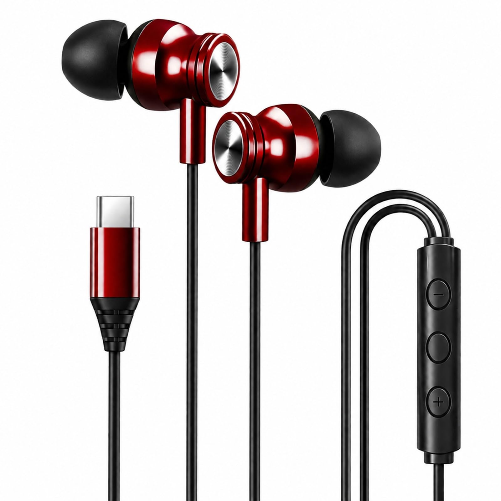 Kratos Tune V4 Red C Type Earphones Wired, Inline Control Type c Headphones with Mic, Sweat Resistant, Comfort Fit Type c Earphone with Volume Control,Metallic c pin Earphones-picture-12