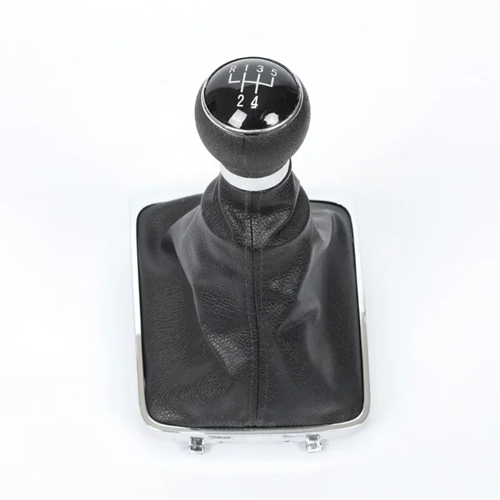 Tkxvcejv Leather 5 Speed Car Gear Shift Stick Knob For Vw For Passat B6 2005-2012 Manual Chome Gear Shift Knob Lever Stick Shifter Gaiter Boot Cover 5/6 Speed(Leather 5 Speed)
