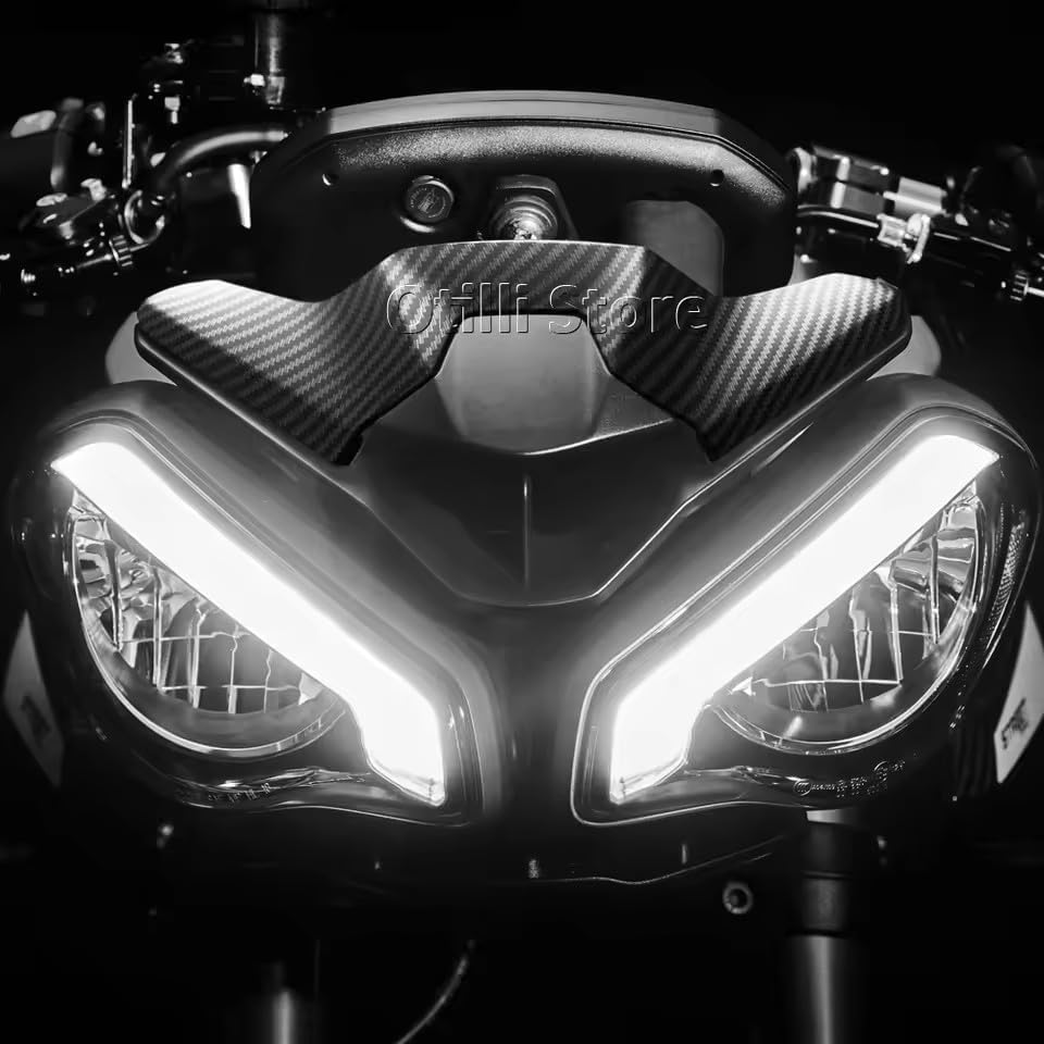 Carbon Fiber Upper Headlight Panel Front Fairing Cover Trim For Street Triple 765RS MOTO 2 STREET TRIPLE 765R 765 RS R 2023-2025 (Carbon Fiber)