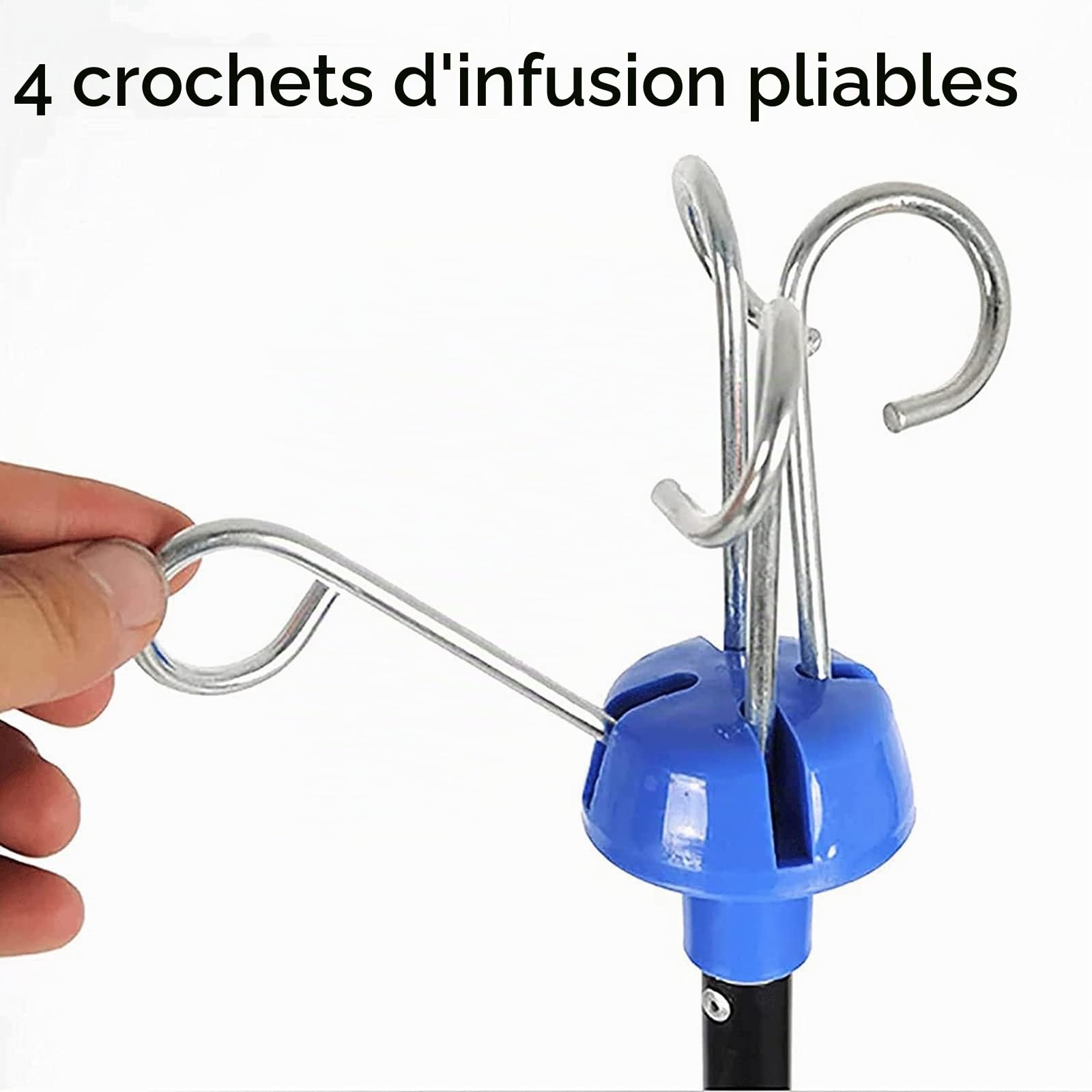 Support De Perfusion Médical Portable, Potences pour Intraveineuse Pliable avec 4 Crochets en Alliage D'aluminium Support À Perfusione pour Personnes Âgées, Hôpital Et Clinique