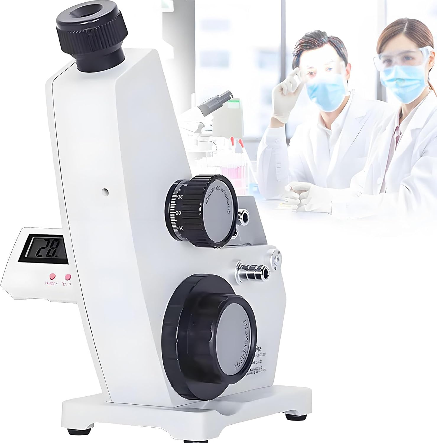 Monocular Abbe Refractometer, Digital Lab Brix Refractometer with Adjustable Sharpness, 1.3000-1.7000 ND and 0-95% Brix Measurement, 0.0002 Accuracy