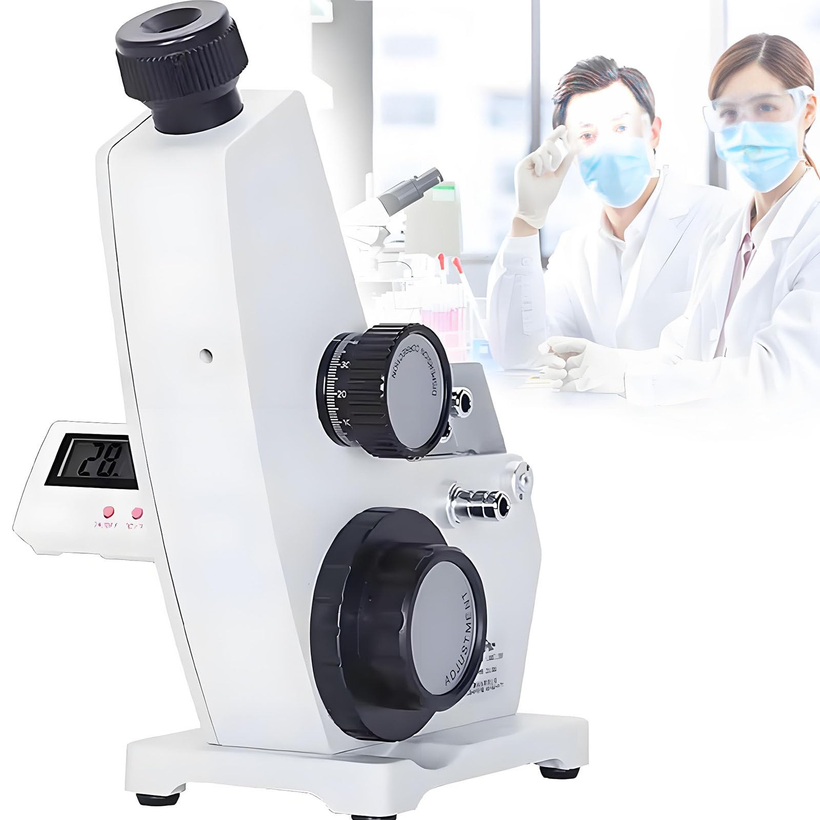 Monokulares Abbe-Refraktometer, digitales Brix-Refraktometer fürs Labor mit Einstellbarer Schärfe, 1,3000–1,7000 ND und 0–95% Brix-Messung, 0,0002 Genauigkeit