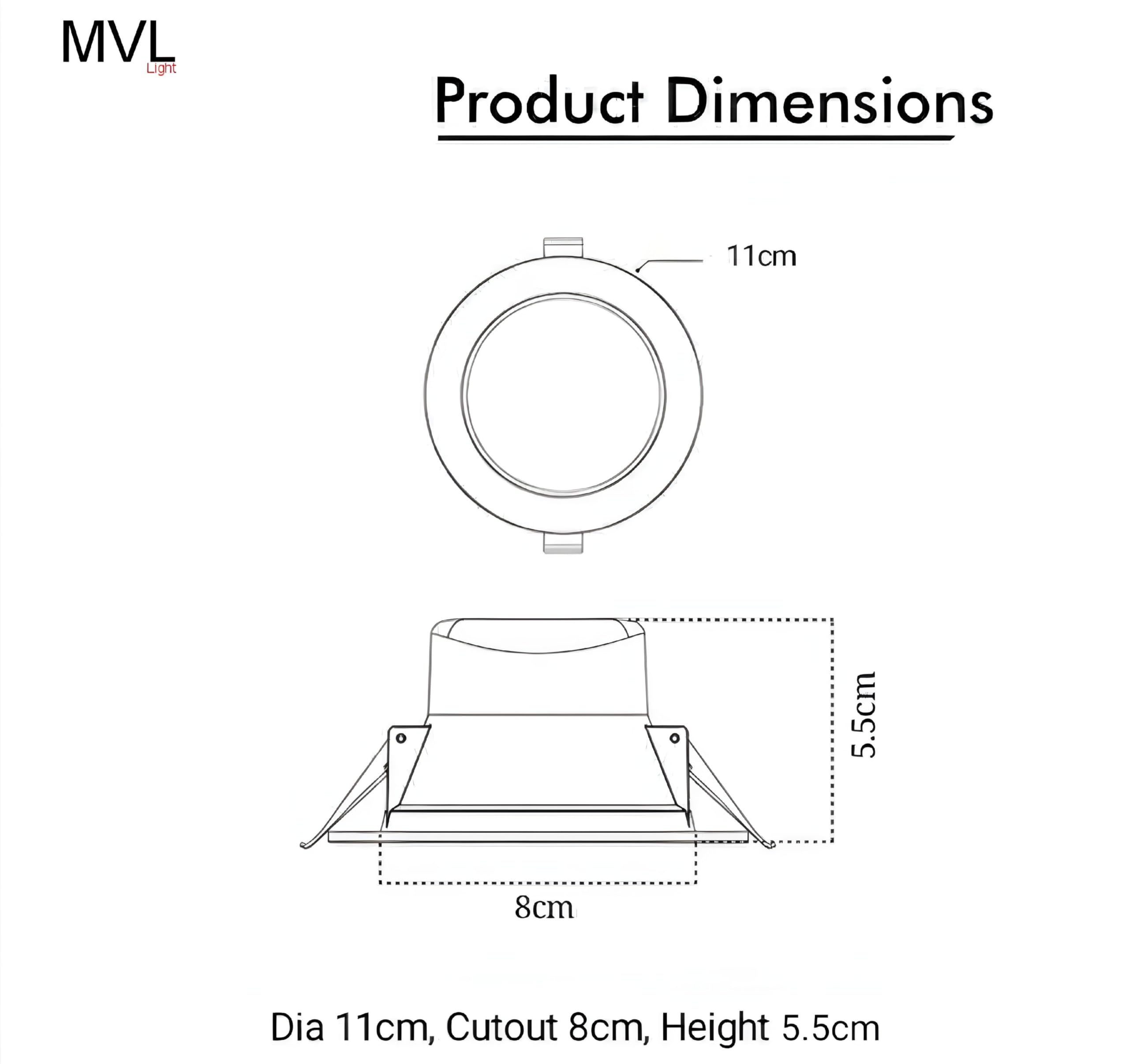 MVL Light Mvl 9 Watt 9 In 1 Multicolour Led Ceiling Down Light (Red/Pink/Blue/Yellow/Violet/Green/Sky Blue/White,Aluminium) Pack Of 4 4
