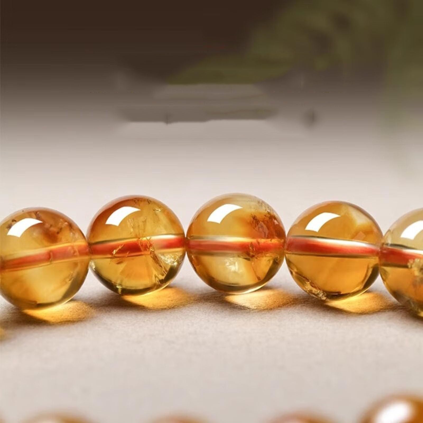 Citrin-Quarz-Stretch-Armband, handgefertigtes Edelstein-Perlen-Armband | Kristallstein-Heilenergie-Armbänder, elastisches, handgefertigtes, poliertes Edelstein-Chakra-Perlen-Armband