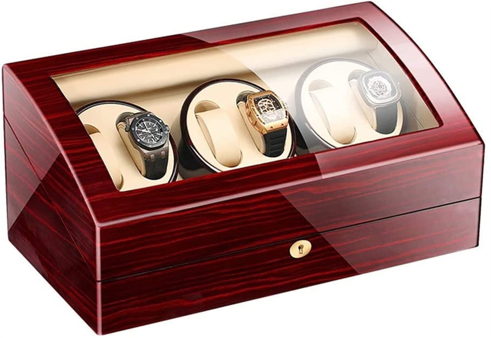 OLSKFUH Automatic Watch Winder 6+7 Watch Winder Box Wooden Piano Paint Exterior Extremely Silent Motor 4 Rotation Modes Accessories, E,