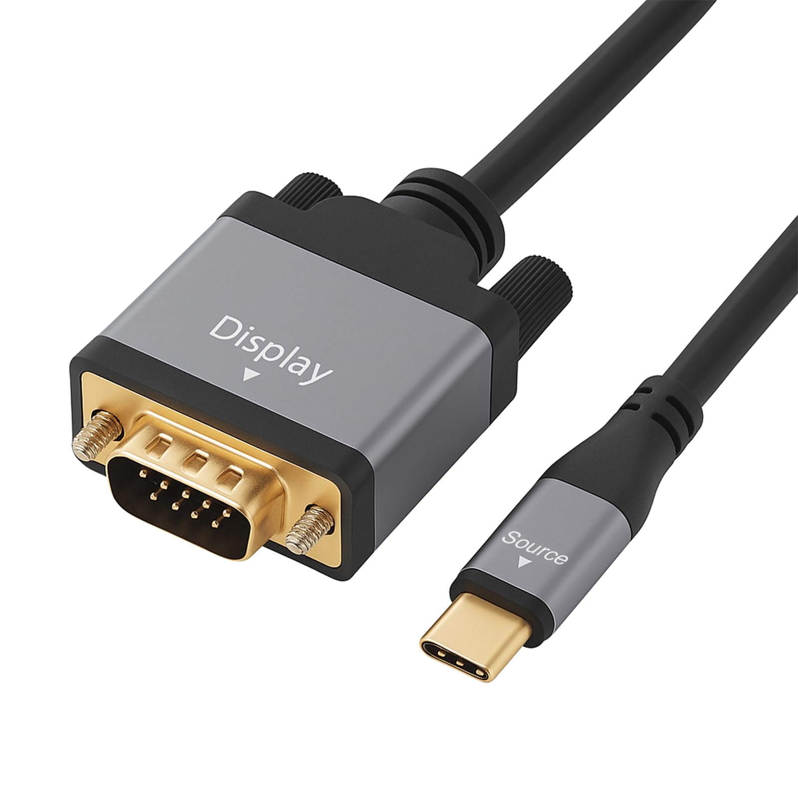 Cyberguys! Câble USB C vers VGA (Type-C vers VGA), 1080p 60Hz Full HD, connecteurs plaqués or, cordon en PVC durable, compatible avec MacBook, iPad Pro, Chromebook, Dell, HP, moniteur, projecteur, 2,8