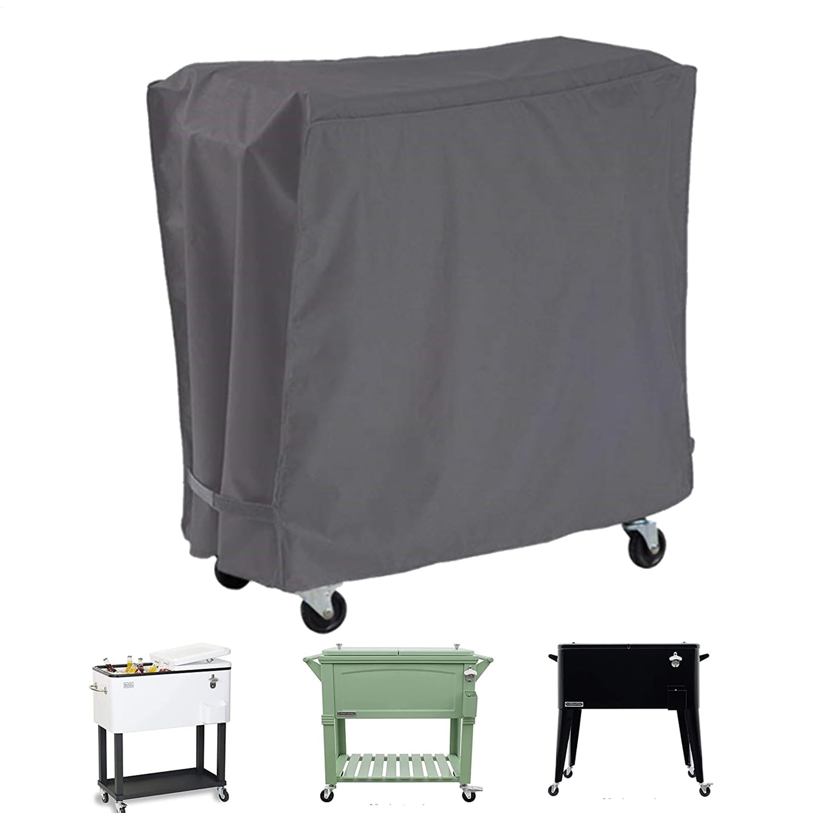 Penlimly Rolling Cooler Cart Cover Waterproof Dustproof, Ice Chest Cart Dust Cover, Windproof Anti-UV Outdoor Beverage Cooler Serving Trolley Protective Covers for Garden Backyard Indoor Outdoor
