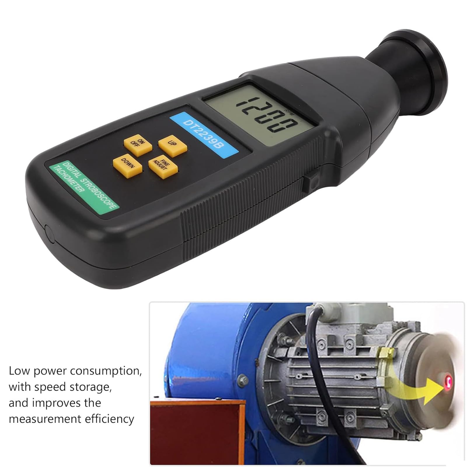 Tacómetro Digital Portátil Con Estroboscopio, Tacómetro Digital Con Flash Y Medidor De Revoluciones Con Pantalla LCD, Rango De Medición De Hasta 19 999 Rpm, Para Motores, Piezas De Máquinas Y Tornos