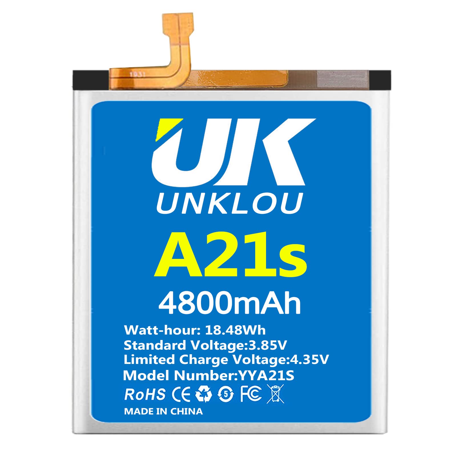 UNKLOU Galaxy A21s Battery, (Upgraded) 4800mAh Li-Polymer EB-BA217ABY Replacement Battery Compatible wit Samsung Galaxy A21s SM-A217F A12 SM-A125F SM-A125M SM-A125U with Repair Tool Kit